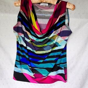 Calvin Klein Pink and Blue Graphic Sleeveless Tank Top